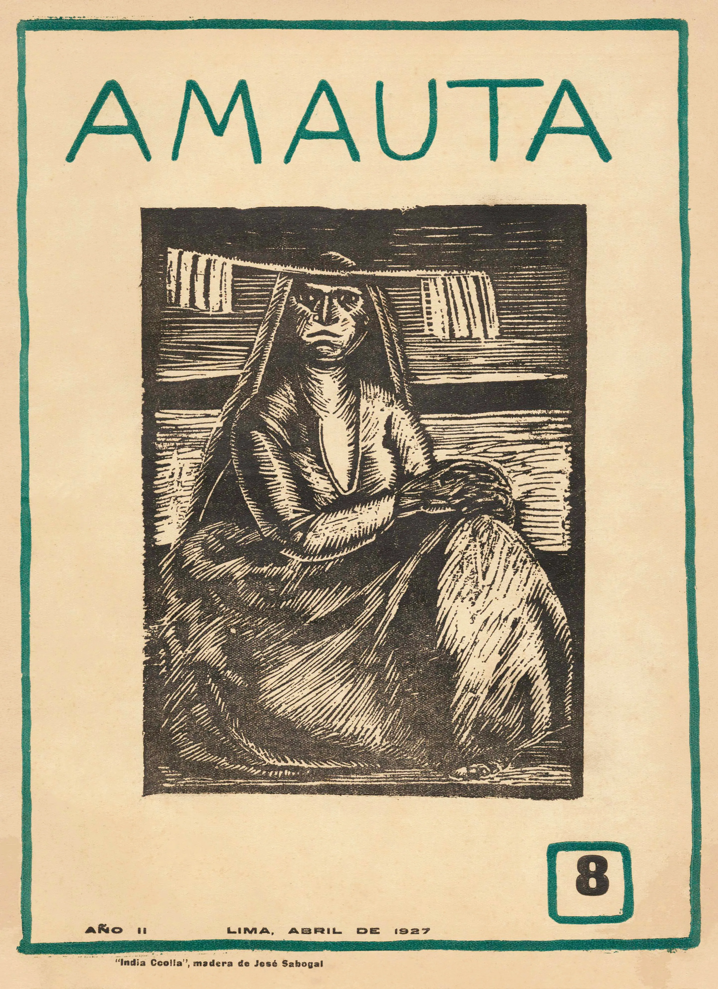 José Sabogal bold geometric woodblock illustration for Amauta Magazine, Issue 5 (1927)