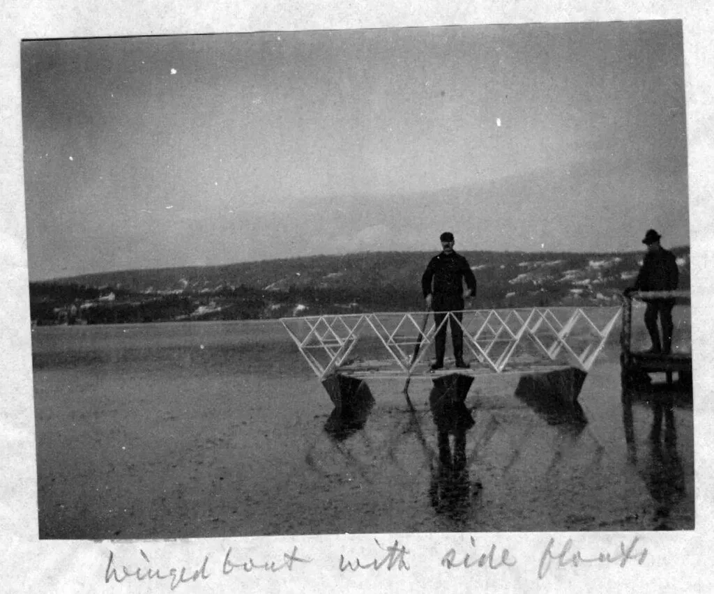 Assembled modular tetrahedral kite cells by Alexander Graham Bell (1903)